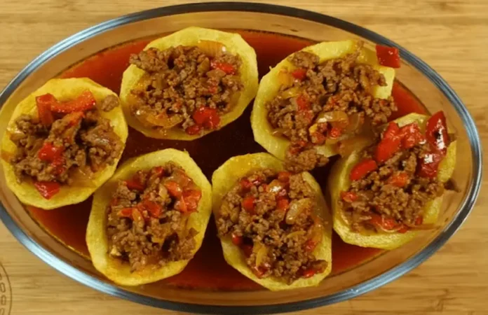 Etli patates dolması tarifi fırında sosu bol kıymalı geleneksel Türk yemeği